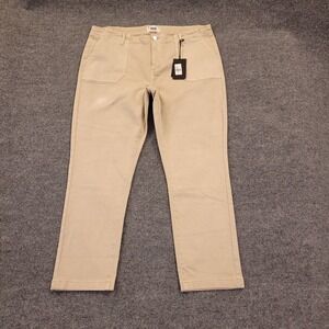 NWT Paige Mayslie Cargo Pants 38x28 Actual Sz Beige High Rise Tapered Stretch